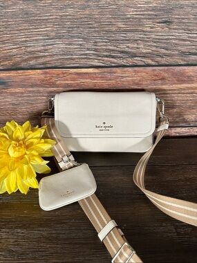 Kate Spade Rosie Small Flap Leather Crossbody Bag in the parchment multi color